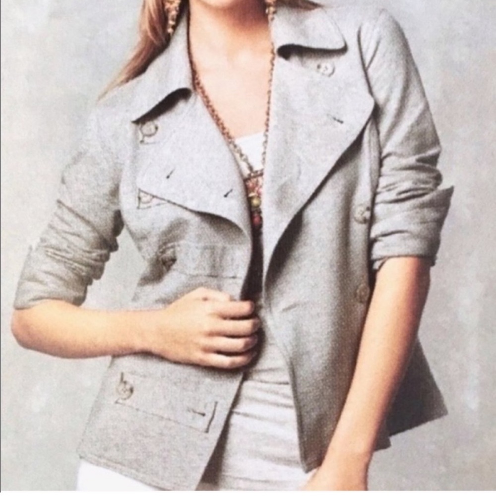 CAbi #328 Gray Double Breasted Jacket Sz Lg